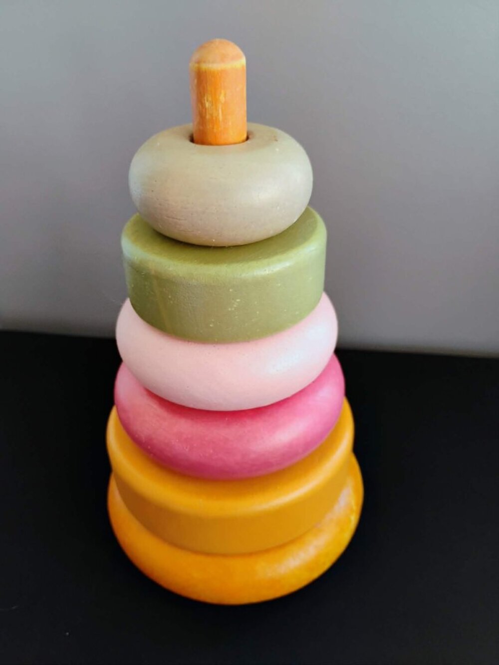 Coco Village Wooden Stacking Toy – 6 Piece Rings & Squares